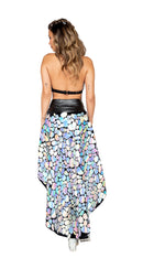 One Piece Long Metallic Spotted Flare Skirt