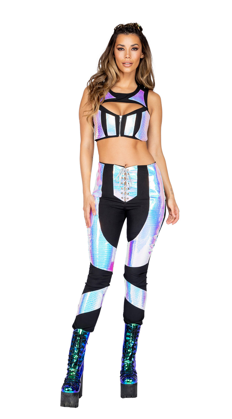 One Piece Keyhole Crop Top with Snake Panels