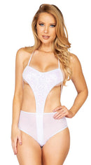 One Piece Sheer Mesh High Waisted Shorts