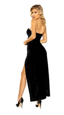 Maxi Length Velvet Dress with V-Wire Detail