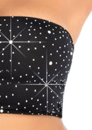 Two Piece Rhinestone Bandeau and Mini Skirt