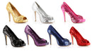 4 Inch Heel Open Toe Glitter Pumps - ElegantStripper