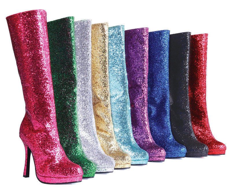 4 Inch Heel Knee High Boot with Glitter Womens - ElegantStripper
