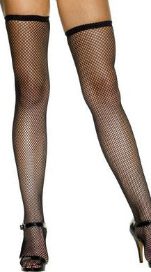 Black fishnet hold-up stockings