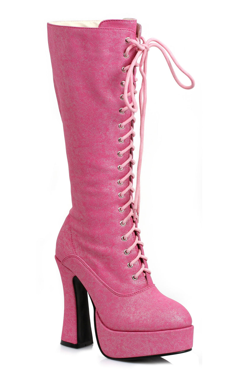 5 Inch Heel Shimmer Lace Up Boot - ElegantStripper