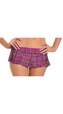Purple Plaid Pleated Mini Skirt