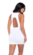 Cutout High Neck Mini Dress in White