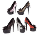 6 Inch Heel Stiletto with 2 Inch Heel Platform Satin & Lace Open Toe Pump - ElegantStripper