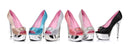 6 Inch Heel Satin Peep Toe Chrome Platform with RhineStone Buckle - ElegantStripper