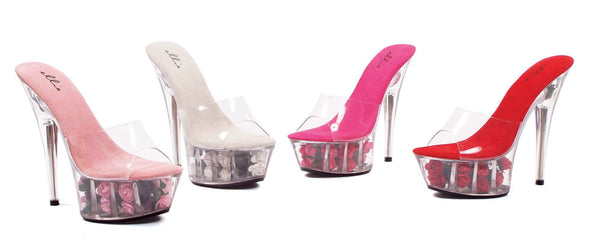 6 Inch Heel Rose Fille Platform with Clear Upper & Color Insole - ElegantStripper