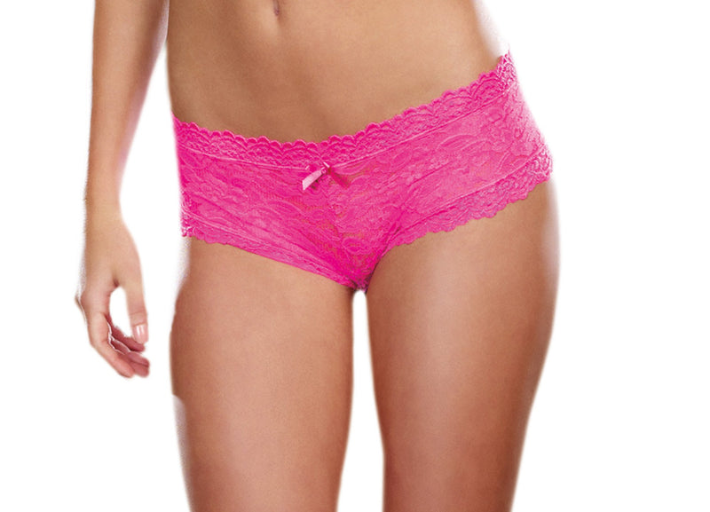 Cheeky Back Panty with Stretch Lace Low-Rise in Hot Pink