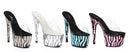 7 Inch Heel Mule with Metallic Zebra Pattern - ElegantStripper