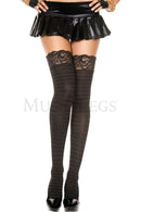 Lace Top Striped Thigh Hi
