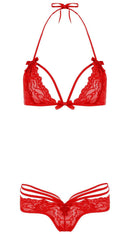 Two Piece Strappy Lace Bra and Panty
