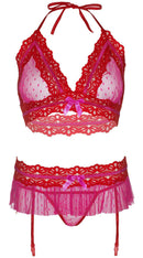 Three Piece Bikini, Garter and G-String Set