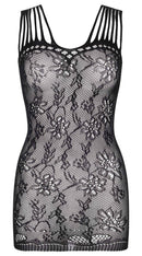 Floral lace mini dress with shredded strap detail