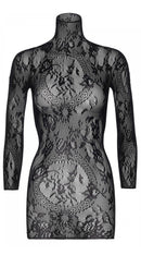 Floral Lace High Neck Mini Dress