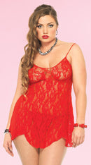 Two Piece Rose Lace Chemise and G-String