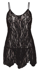Two Piece Rose Lace Chemise and G-String