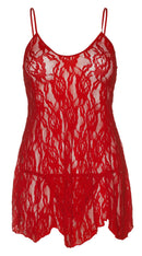 Two Piece Rose Lace Chemise and G-String