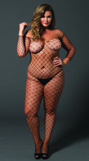 Fence Net off the Shoulder Bodystocking