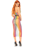 Rainbow Fishnet Halter Dress