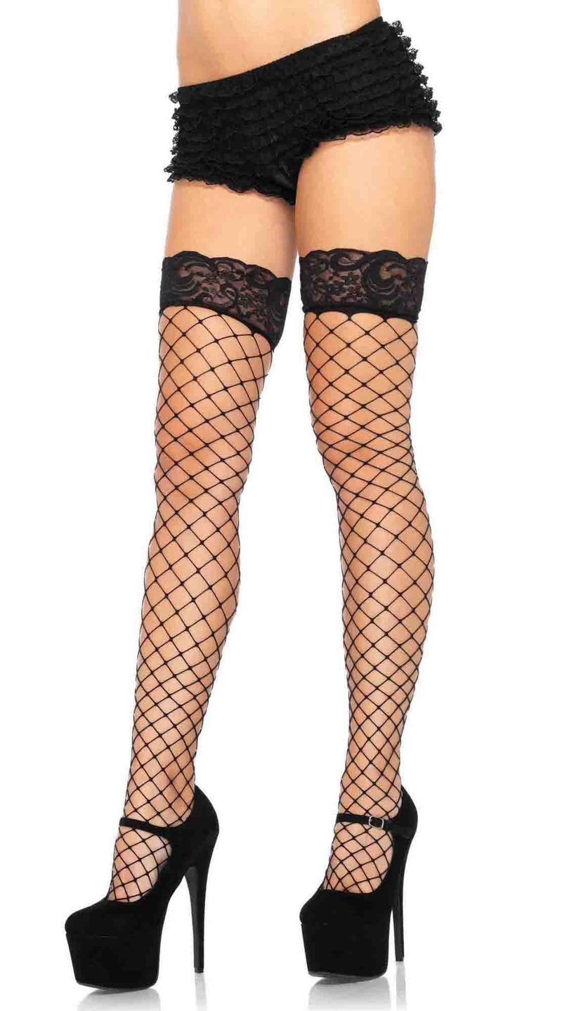 Lace Top Fence Net Thigh Highs