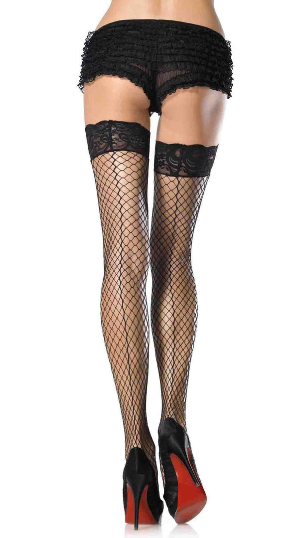 Stay Up Lace Top Thigh Highs with Backseam