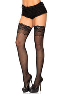 Bow Backseam Fishnet Thigh Highs