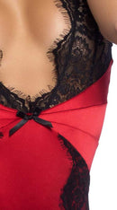 Eyelash Lace Plunge Neckline Teddy With Removeable Garters