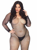 Crystalized Seamless Fishnet Long Sleeved Bodystocking