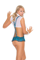 Campus Flirt-Mesh Cami Top and Pleated Mini Skirt