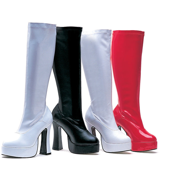 5 Inch Heel Stretch Knee Boots with Inner Zipper Chacha Model - ElegantStripper