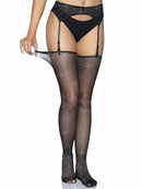 Two Piece Rhinestone Net Garter Belt and Stockings