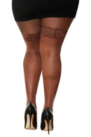 Seam Back Fishnet Thigh High Curvy Size