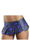 Plum Plaid Pleated Mini Skirt