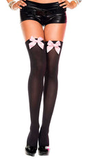 Satin Bow Opaque Thigh High