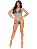 Rainbow Net Strapless Romper