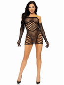 Two Piece Hardcore Net Tube Dress with Gloves