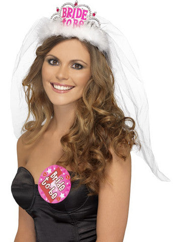 Bride To Be Tiara With Veil - ElegantStripper