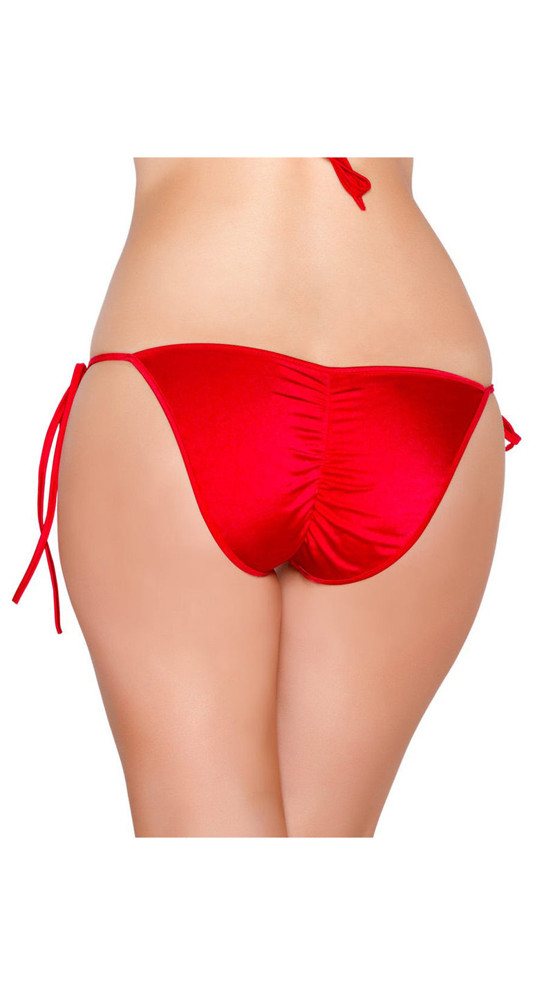 Red Tie Side Bikini Bottom with Pucker Back Detail