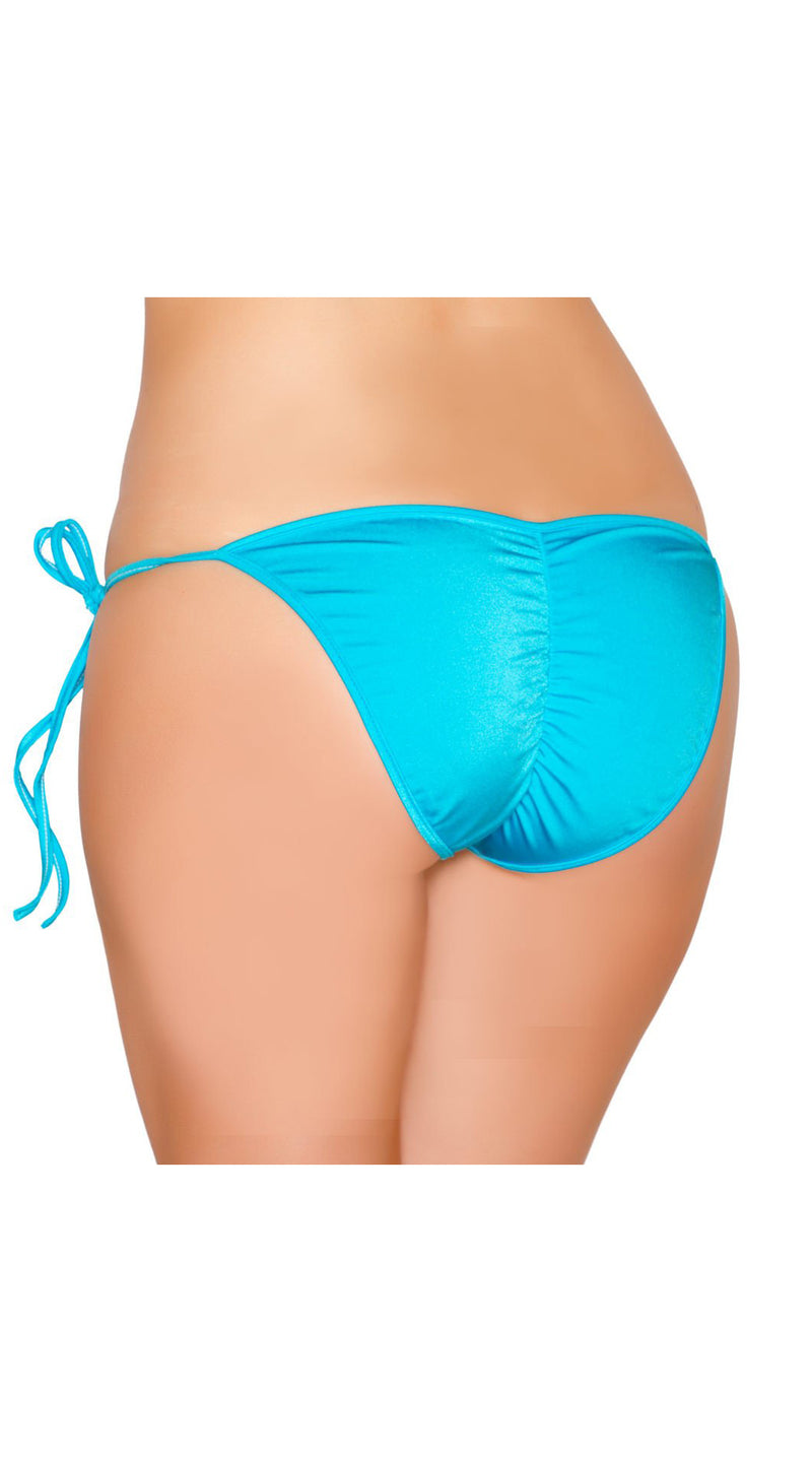 Turquoise Tie Side Bikini Bottom with Pucker Back Detail