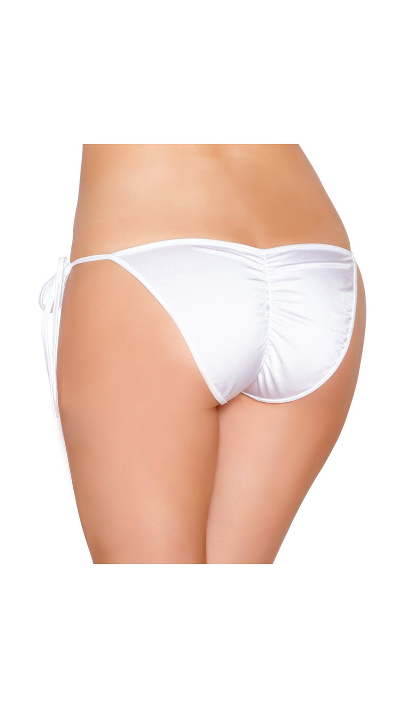 White Tie Side Bikini Bottom with Pucker Back Detail
