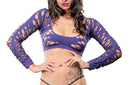 Full Design Mesh Crotchless Leggings & Top in Violet