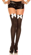 Satin Bow Opaque Thigh High