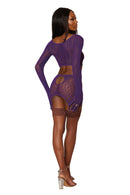 Seamless Leopard Fishnet Two Piece Garter Skirt Set