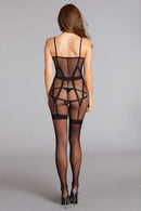 Sheer Crotchless Bodystocking with Mock Garterbelt