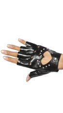Pair of Gloves with Cut-out Heart and Stones