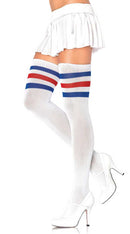 Striped Top Athletic Ribbed Thigh Highghs