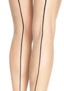 Spandex Fishnet Tights With Cantrast Backseam